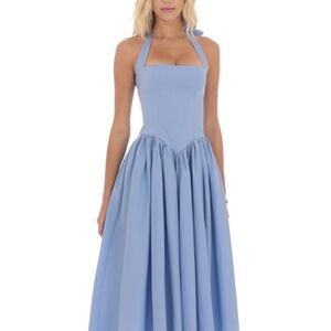 Lucy in the Sky Halter Midi Dress in Light Blue, Size XS